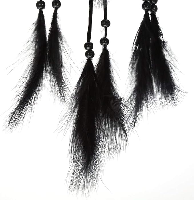 Native Indian Dream Catcher, Colorful/White/Black Dream Catcher with Feathers and Bead for Car Kids Bedroom Wall Hanging Decoration Ornament (Black)