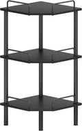 Tajsoon Corner Shelf Stand, 3 Tier Industrial Corner Shelves, Multipurpose Standing Display Shelf, Corner Shelving Unit for Bedroom, Living Room, Office, Kitchen, Black