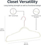 Amazon Basics Slim Velvet Non-Slip Space Saving Suit Clothes Hangers, Closet Organizer, Sturdy Construction, Ivory/Rose Gold, 50-Pack