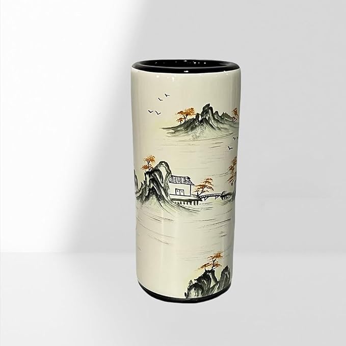 Ceramic Umbrella Stand Umbrella Holder For Entryway,Floor Standing Vase Storage Bucket(Q)