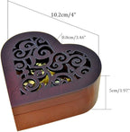 WESTONETEK Heart Shaped Vintage Wood Carved Mechanism Musical Box Wind Up Music Box Gift for Christmas/Birthday/Valentine's Day, Melody You are My Sunshine