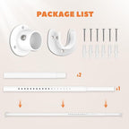 Closet Rod 30-51 Inches, Adjustable Heavy Duty Metal White Closet Rods for Hanging Clothes 1.3 Inches Diameter for Wardrobes Laundry