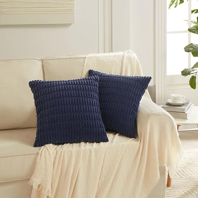 Fancy Homi 4 Packs Decorative Throw Pillow Covers for Living Room Couch Bed, Modern Farmhouse Boho Home Décor Accent Cushion Case, 20" x 20", Navy Blue