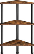 HOOBRO Corner Shelf Stand, Industrial 3-Tier Corner Bookshelf with Metal Frame, Plant Display Shelf, Small Bookcase for Small Spaces, Living Room, Rustic Brown and Black BF30CJ01