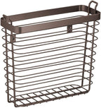 mDesign Metal Wire Farmhouse Wall Mount Magazine Holder, Home Storage Organizer - Space Saving Rack for Magazines, Books, Newspapers, Tablets in Mudroom, Bathroom, Office - Bronze