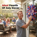 Patriotic Wreaths for Front Door, 250 Anniversary Decorations 4th of July Decorations Outdoor, Handcrafted Memorial Day Wreaths, Festival Celebration USA Flag Printed Wreath (A)
