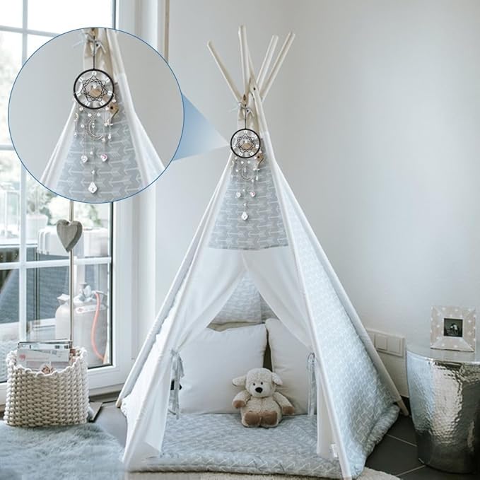 2 Sets Small Moon Star Dream Catcher Kit Make Your Own Dreamcatcher Kit Colorful Mini Dream Catcher Wall Hanging Kit Instruction Included for Bedroom Wall Decor Nursery Room Wedding Party