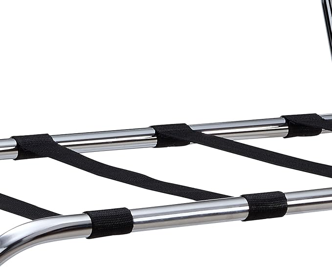 Kings Brand Furniture - Metal Foldable Luggage Rack, Suitcase Stand with Back, Perfect for Guest Room, Bedroom Hotel, Chrome/Black