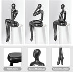 BMLCGJ Thinker Statue Gold Decor Abstract Art Sculpture, Golden Resin Collectible Figurines for Home Living Room Office Shelf Decoration,Great Gifts Ideas (Sitting Posture-Black)