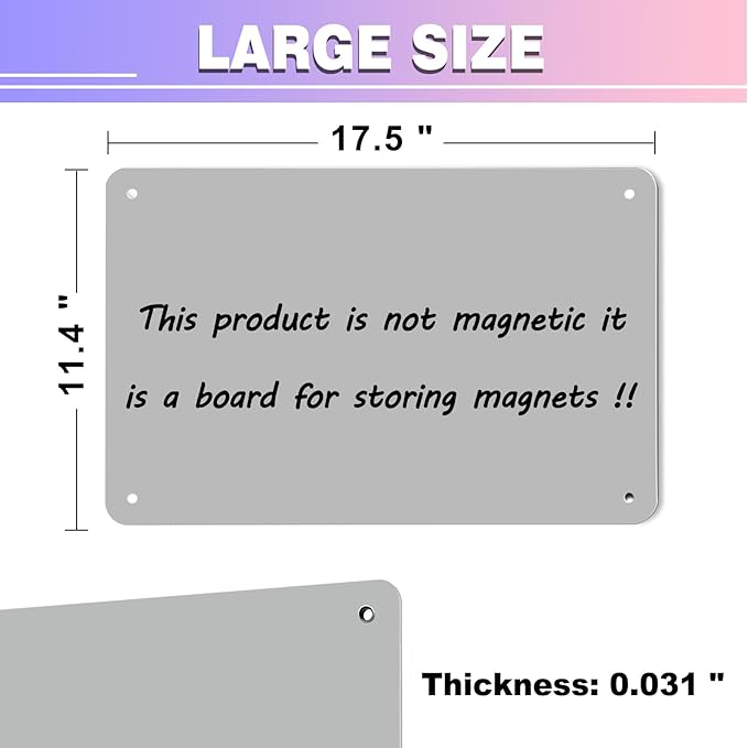2Pack Magnetic Board,17.5" x 11.4" Magnet Bulletin Board to Display Magnetic Notes, Poetry, Photos, Suitable for Wall, Refrigerator, Cabinet etc, Come with 8 Pcs Dual Lock Tape and Screws (Gray)