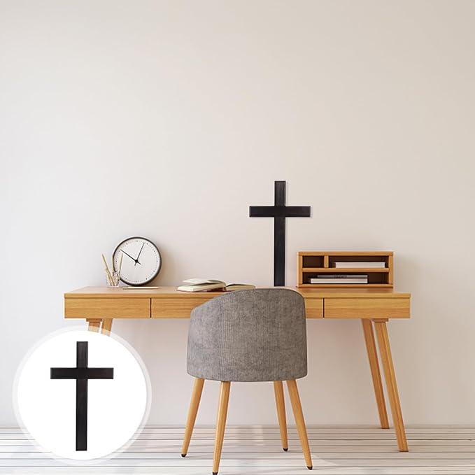 BESPORTBLE Cross for Wall Decor: 11 Inch Large Wooden Crosses Hanging Art for Home Bedroom Prayer Room Rustic Christian Catholic Metal Iron Crucifix Wood Black Craft