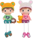2pcs Long Leg Dolls Sculptures, Resin Shelf Sitters with Dangling Legs for Brother Sister Birthday Desktop, Tabletop, Shelf, Bookshelf Home Decor