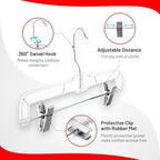 DEILSY™ Skirt Hanger Pants Hangers with Clips Hangers Shorts Hanger Clear Plastic Clothes Hangers with 2-Adjustable Clip Non-Slip Clothes Hangers Perfect for Pant, Pack of 12