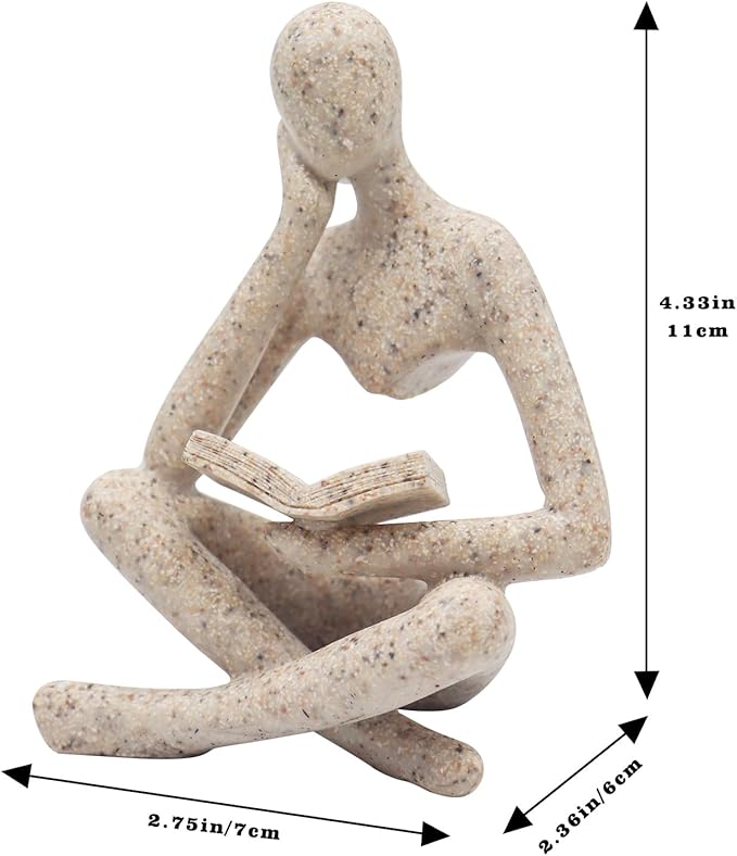 Jinkoozz Reading Women Statue, Thinker Sculptures, Abstract Art Ornament, Modern Aesthetic Figurine Decoration, Suitable for Home Living Room Bedroom Office Shelf Table Desk Bookshelf Decor