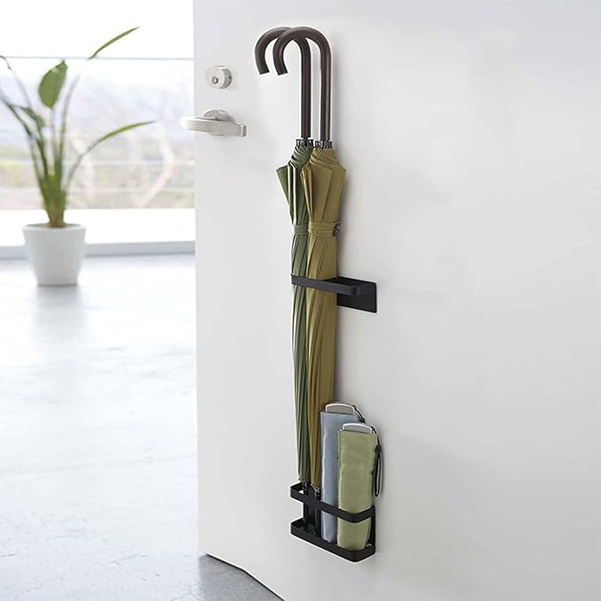 Zerone Magnetic Umbrella Stand Holder, No Punching Umbrella Stand Rack Height Adjusting Wall Mounted Storage Organizer for Home, Office, Hotel (Black)