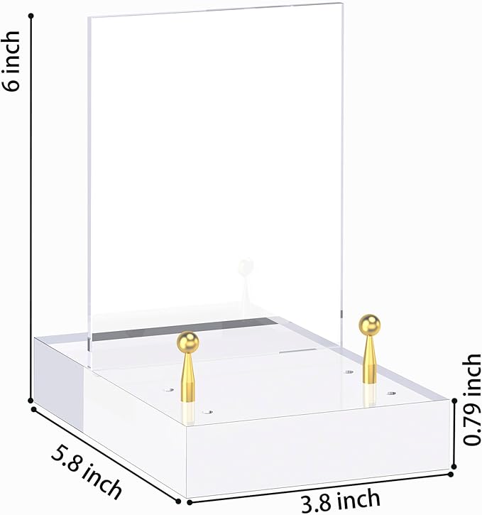 SVENJBB Acrylic Easel Display Stand with Adjustable Gold-Toned Pegs – Crystal Clear Acrylic with Floating Appearance, Ideal for Photos, Cookbooks, Invitations, and Plates, 2Pack