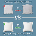 AM AEROMAX 20 ×20 Throw Pillow Memory Foam Pillow Insert - Square Accent Pillow for Decorative Cushion Bed Couch Sofa - Non-Deforming Over Time