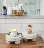 Housewarming Gifts Set of 2 Wood Display Stand Home Decor Display Risers Round Pedestal Bathroom Accessory Holder Plant Holder Table Top Kitchen Multi Purpose Organiser Set