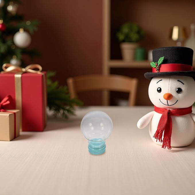 2pcs DIY Snow Globe: Clear Glass Christmas Snow Globe Rubber Base Empty Fillable Water Bubbles Jar for Christmas Decoration 45mm