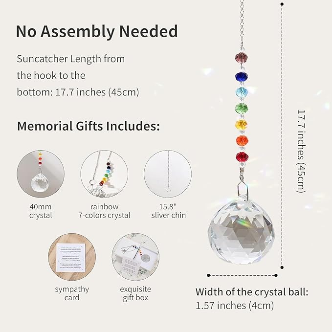 Hegelda Memorial Gifts for Loss of Husband, Crystal Suncatcher Sympathy Gifts Bereavement Remembrance Funeral Condolence in Memory of Gifts for Loss of Husband