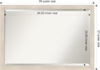 Amanti Art White Wall Mirror 27x39 Hardwood White Wash Narrow Rectangle Bathroom Mirror for Wall Decor Living Room, Large Country Rustic Wood Frame, Hangs Horizonally and Vertically, Bathroom Decor,