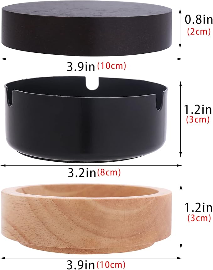 Portable Cool Ashtrays for Cigarettes Ash Tray with Lid FriyGardcn Wooden Ashtray with Cute Decorative Windproof Ash Tray for Home,Patio,Office,Outdoors,Indoor,Parties