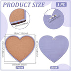 BENECREAT Purple Heart Pin Cork Board Bulletin Display Board, 10.6x11.8inch Wall Mounted Cork Board for Brooch Pin Storage, Office Home Festival Valentine's Decor