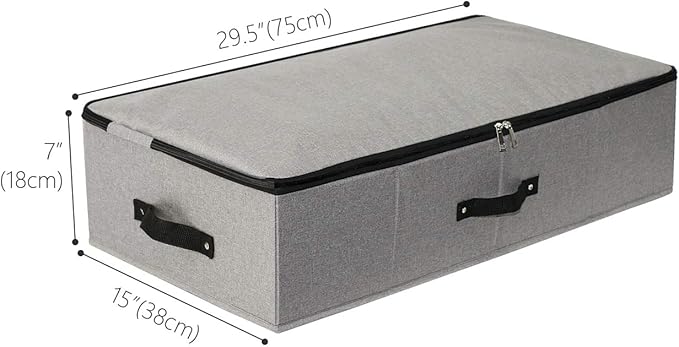 AMJ Under Bed Storage Organizer, Set of 3, Underbed Closet Storage Solution for Closet Organizers Storage Containers with Durable Handles Thick Fabric, Breathable, Linen Dark Gray