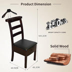 Wooden Suit Valet Stand with Drawer Suit Valet Stands for Men Freestanding Clothes Valet Stand with Trouser Bar and Tie Bar