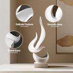 White Decor Modern Flame Statue, Home Decor Abstract Art Flame Statue for Living Room Dining Table Centerpiece Office Desk Coffee Table TV Stand Decoration