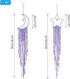 PATIKIL Moon Star Dream Catcher Decor, 39" Boho Dream Catcher Macrame Woven Wall Hanging for Home Decor Bedroom Accessories Cafes Wedding Decoration, Purple