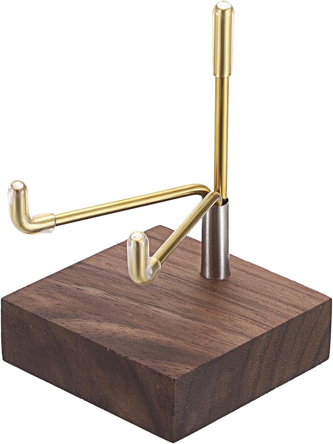 Hipiwe Adjustable Metal Arms Display Stand Easel with Wooden Base - Small Display Easel Holder for Displaying Fossil Coral Geodes Rock Mineral Agate Plate Seashell and Photos, 2"x2"x3.2"