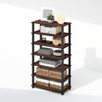 Furinno Turn-N-Tube Storage Shelves Set of 2, 4-Tier Stackable Standing Shelf, Open Corner Shelf, for Organization and Storage, Living Room, Garage, Home Office, Dark Cherry