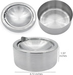 Windproof Ashtray with Lid - Heavy Duty Stainless Steel Ash Tray for Weed and Cigarettes, Smokeless Indoor Outdoor Table Top Cigarette Butt Disposal for Patio Home Office