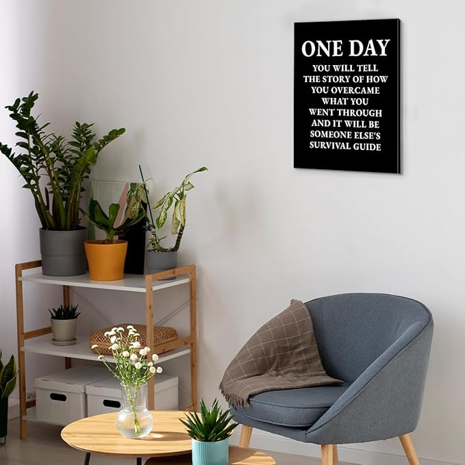 Inspirational Quotes Wall Art Decor, Black Office Decor for Men, Motivational Success Canvas Painting Positive Affirmations Posters Artwork for Home Office (8 X 10 Inches, Framed)