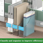 2 Pack Vertical File Holder Clear Acrylic Desk Organizer Storage Bins Holding Plastic Document Organizer Clear PET Magazine Holder Basics Vertical Magazine Rack for Home Office School