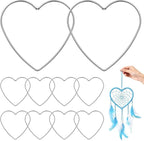 Sewroro 10pcs Heart Shaped Dreamcatcher Rings, Metal Dreamcatcher Hoops for DIY Crafts, Handmade Dress Accessories for Women and Girls, 4. 72 Inch Silver Wire Frames