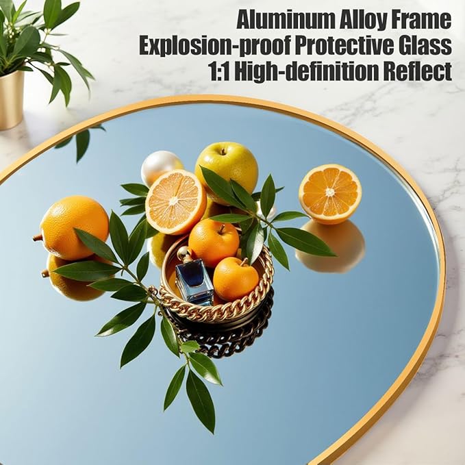 Prywot Arched Floor Mirror, 58 "x 18" Full Length Mirror Wall Mirrors Hanging or Leaning Arched-Top Full Body Mirrors with Stand for Bedroom, Dressing Room, Gold