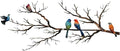 ESTART Metal Birds Wall Art, Metal Vivid Birds on Branch Silhouette Wall Decor Black Leaves with Bird Outdoor Hanging Wall Sculpture for Home Balcony Garden (Classic Color, Large)