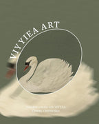 VIYYIEA Vintage Gold Framed Wall Art for Living Room, Swan Canvas Prints Home Decor, Oil Painting Picture, Bedroom Wall Decor Gifts for Friends or Family -【Swan Green】-(10L x 8W)