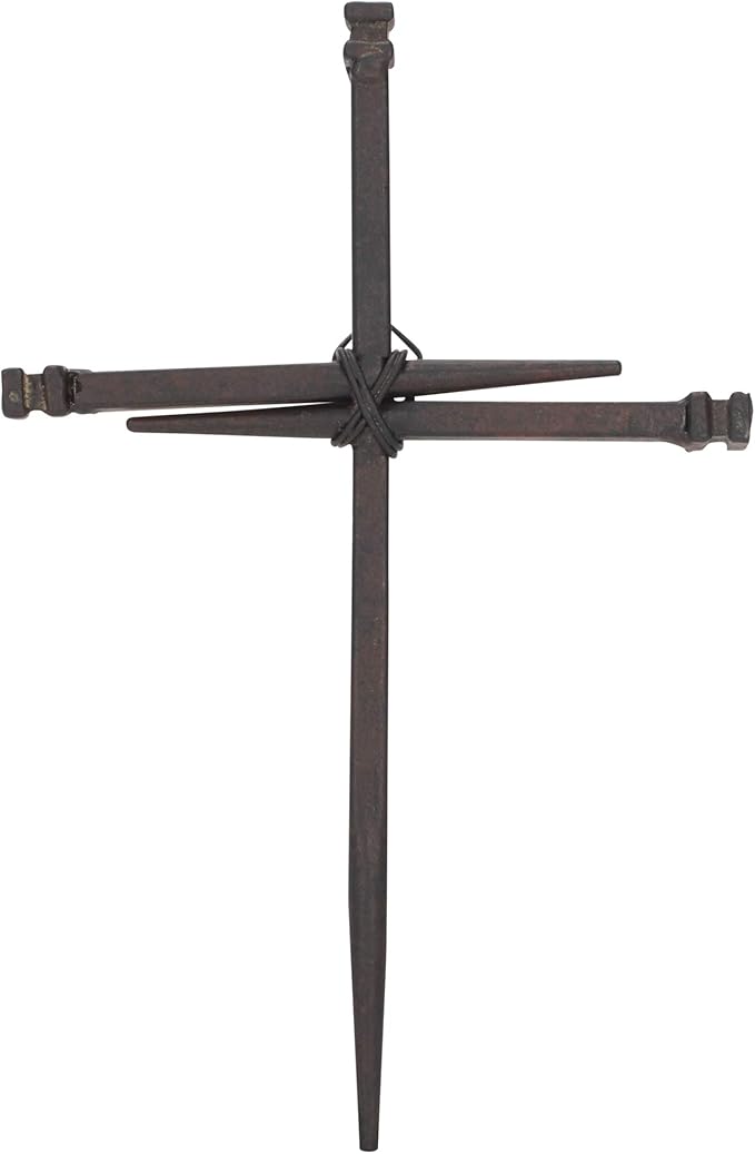 Dicksons Small Three Driven Nails Brown Rust Look 8.5 Metal Wall Cross