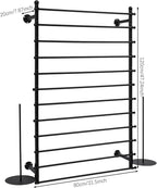 12-Tier Wall Mounted Scarf Rack, Scarf Display Rack, Towels Storage Hanger, Commercial Hijab Scarf Holder Organizer Space Saving for Retail Stores, Boutiques, Home (Black, 31.5in Width)