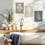 BINCUE Neutral Botanical Plant Canvas 6 Pieces Wall Art Rustic Wall Decor Farmhouse Wall Paintings Botanical Prints Simple Plants Wall Pictures Minimalist Flower Decor for Living Room Bedroom Bathroom Office Dining Room 12"x 16"