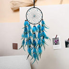 MOONFLY Dream Catchers Handmade Traditional Feather Hanging Home Wall Decoration Décor Ornament Craft Native American Style (Blue Feather)