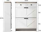 Shoe Cabinet with 2 Flip Drawers & 2 Drawers,Farmhouse Shoe Storage Cabinet for Entryway,Slim Freestanding Narrow Organizer Rack for Front Door Entrance,White