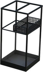 Umbrella Holder Iron Stand Rack Storage Bin Freestanding Organizer with Hollow Out Design Promotes Suitable for Home Office Corridor Apartment, Black