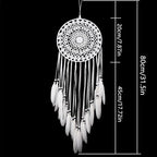 Large White Dream Catcher, Handmade Crochet Macrame Feather Dreamcatcher | Bohemian Wall Hanging Home Decor for Bedroom, Nursery, Living Room & Wedding.