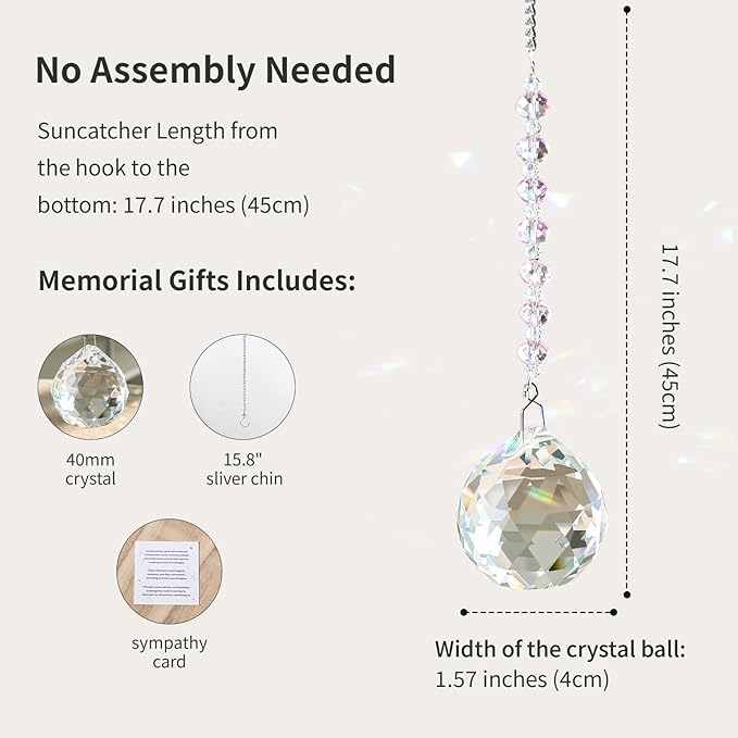 Sympathy Gifts for Loss of Loved One, Crystal Sun Catcher Rainbow Maker, Unique Condolence Memorial for Loss of Mom Dad Dog, Ideal Grief Bereavement Miscarriage Gifts (White)