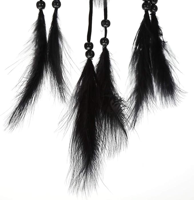 1pc Wood Beads Handmade Large Dream Catcher Dreamcatcher Craft Hanging Pendant Craft Gift Living Room Home Decoration(Black)