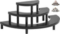 3-Tier Wooden Display Risers, Rustic Cupcake Stand, Perfume Organizer, Dessert Table Display Set for Party & Home Decor (Black)